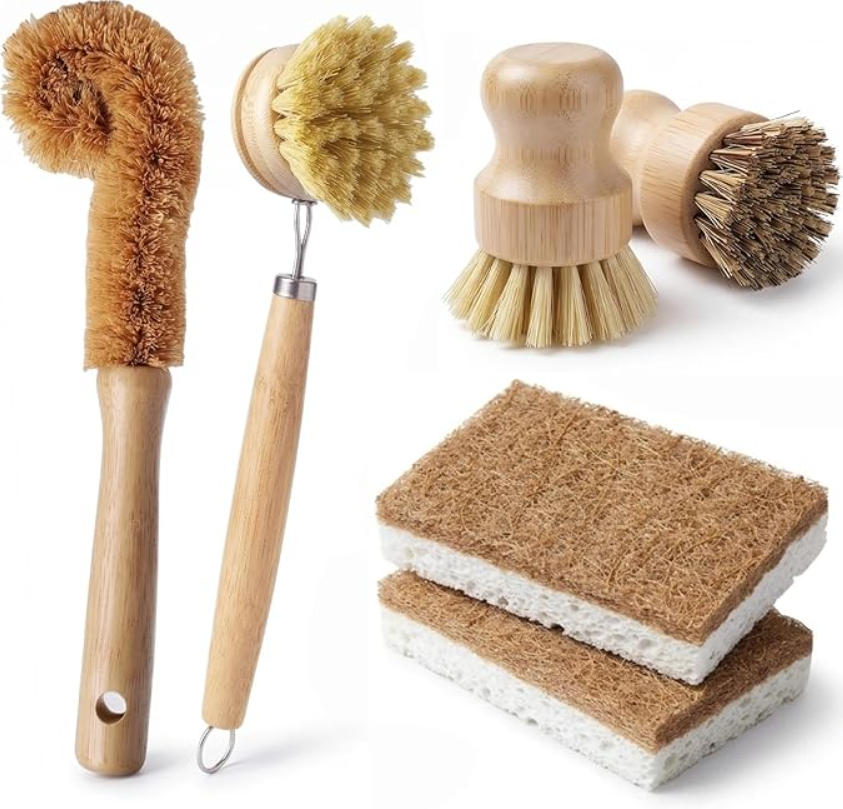6 PCS Bamboo Dish Brush Set -  - Substrate Coconut Fiber 评论和价格